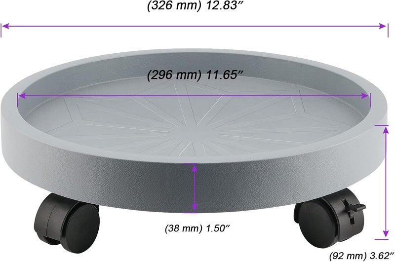 JOIKIT 4 Pack 13 Inch Round Plant Caddy with 4 Lockable Wheels, 132 Lbs Capacity Heavy Duty Rolling Plant Stand, Wheeled Planter Saucer Tray Trolley for 11.8 Inch Planter Pot Indoor Outdoor, Grey - Image 2